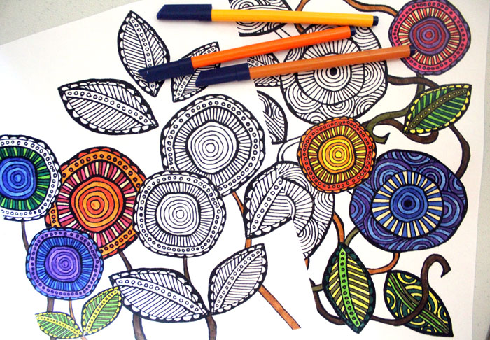 Free Printable Complex Coloring Pages – Modern Floral