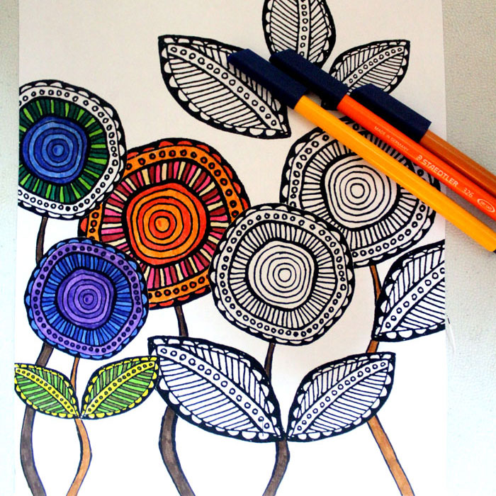 Download these free printable adult coloring pages in a cool, artsy flower theme! These free complex coloring pages are hand drawn and so relaxing to color in.