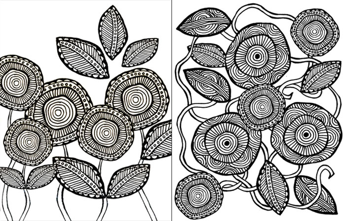 Download these free printable adult coloring pages in a cool, artsy flower theme! These free complex coloring pages are hand drawn and so relaxing to color in.