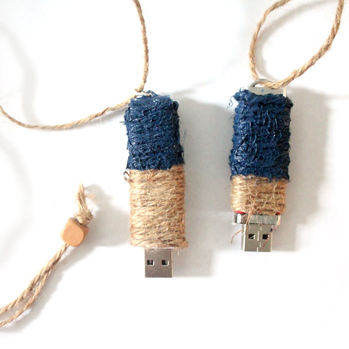 Make these super easy color blocked twine flash drives - what a great DIY gift idea for men!