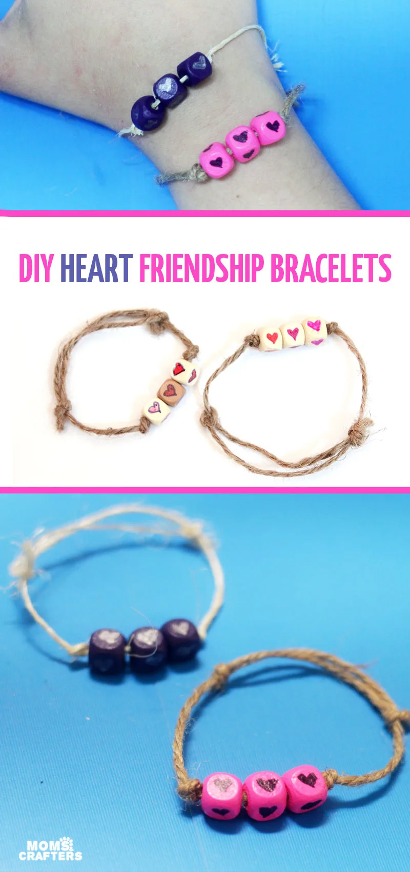 How to make DIY heart friendship bracelets - a budget friendly and time friendly craft - perfect for valentines day!!
