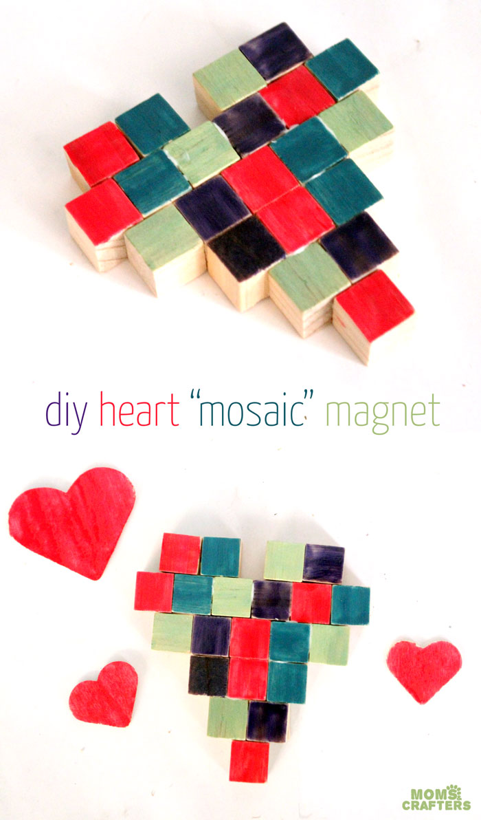 Make this stunning and easy mosaic heart magnet craft for kids, teens or adults! It's such a simple and easy-to-gift valentine's day craft, that's perfect for year-round too!