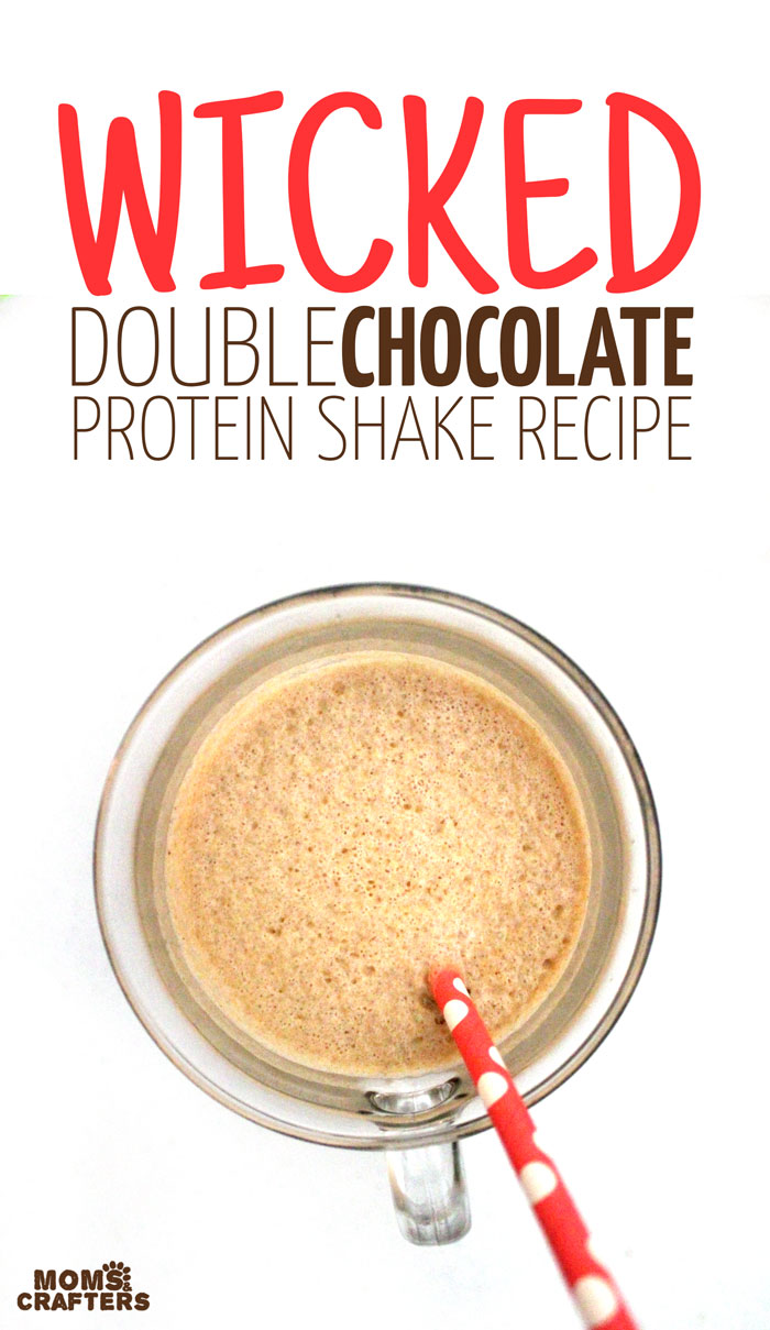 Make this WICKED protein shake recipe - you'll never guess it's your protein fix for the day! It has a double does of chocolate, plus peanut butter flavor, and is rich and filling.