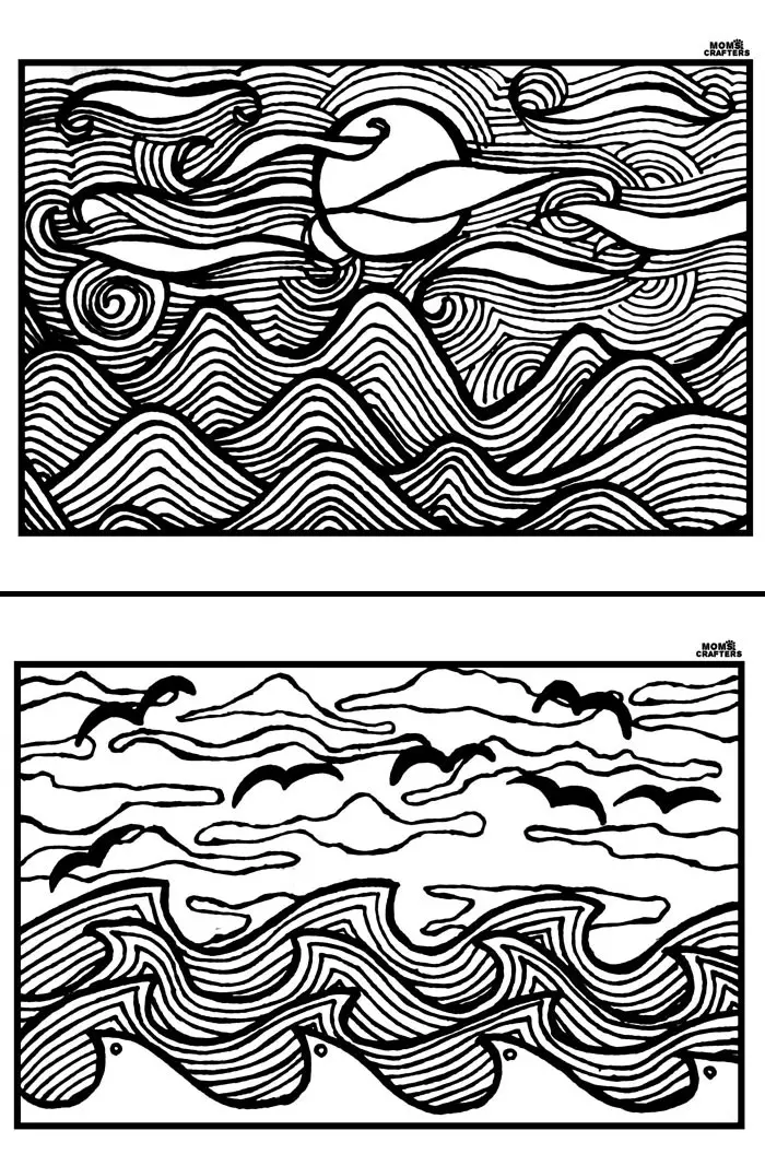 Download and print these free printable adult coloring pages! The magnificent sunset landscape scenes are complex but not overly so, and so much fun for adults to color.