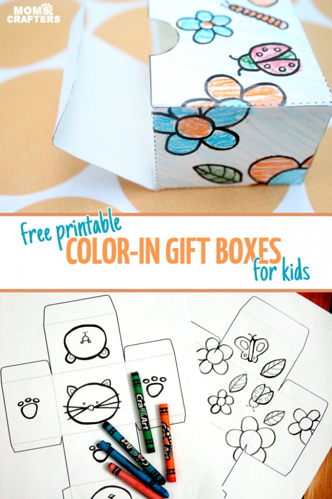 Free Printable Color in Gift Boxes for kids * Moms and Crafters
