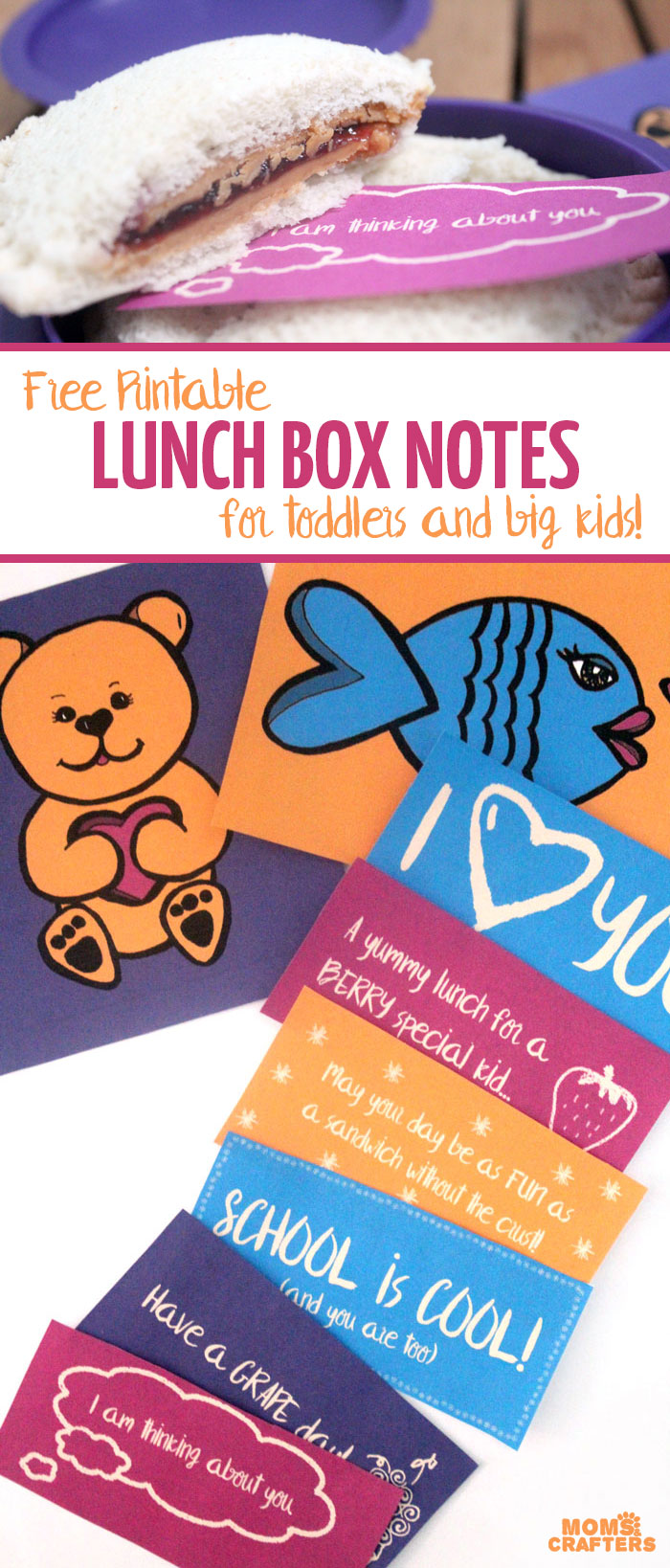 Grab these free printable lunch box notes to add that personal touch to your child's lunch! They include fun, positive messages, plus two picture cards for toddlers and non-readers!