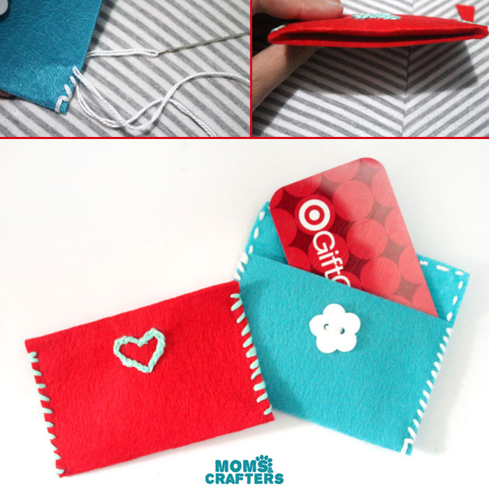 Upgrade your gifts with easy DIY felt gift card pouches! These simple envelopes are perfect beginner sewing crafts for kids, teens, and tweens, and require no prior experience or equipment!