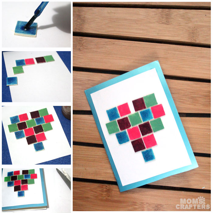 Make a beautiful DIY heart mosaic card craft for Valentine's day, or to show your love any time of year! I made this for my husband for our anniversary. It's easy for teens or kids to make too.