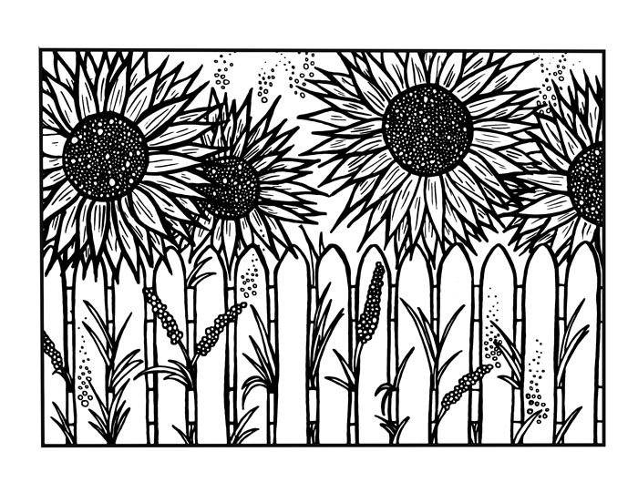 Download five free flower themed adult coloring pages for Spring! This sunflower themed complex coloring page for adults is fun for teens who like crafts and DIY too.