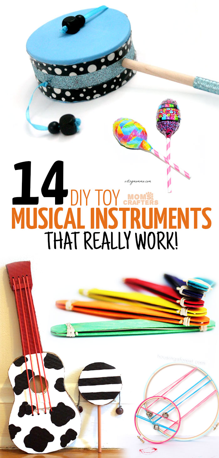 I am obsessed with how simple and easy these DIY musical instruments are to make! They are all great crafts for kids and DIY toys for moms to make, and great kids activities for music and movement.