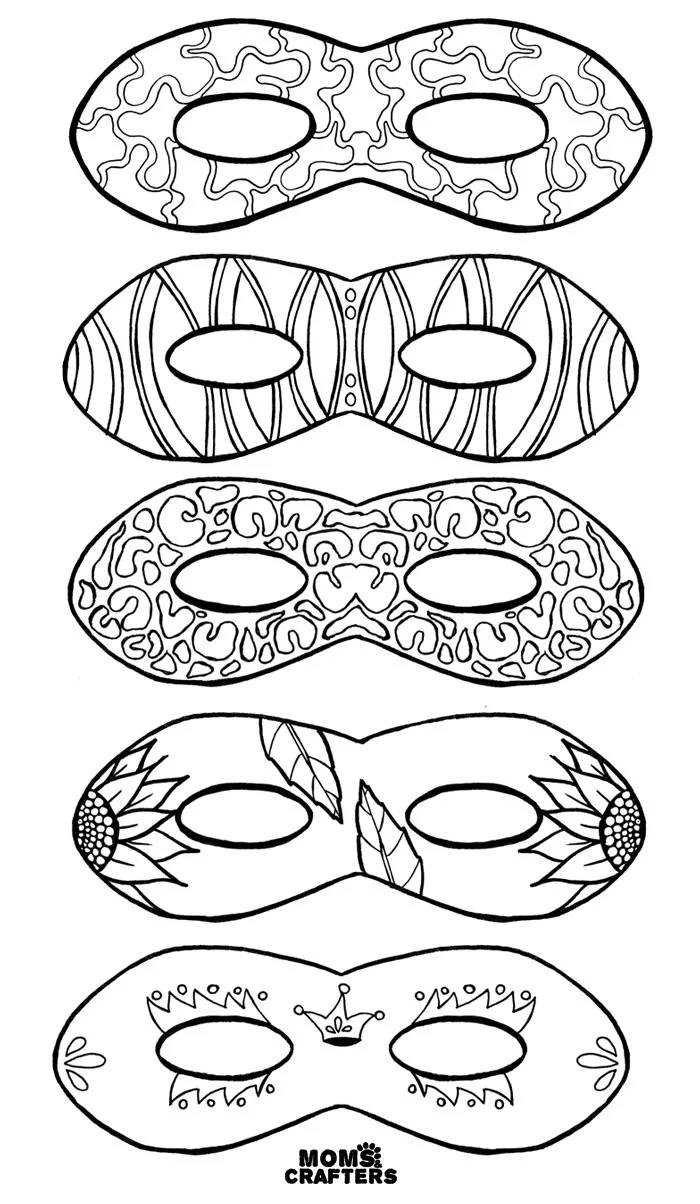 Do you love adult coloring pages but want something functional? Grab these color in masks for adults and kids - including free printables! What a brilliant activity for a Purim party, mardi gras celebration, or any tween or teen party!