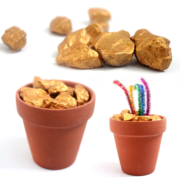 It's a rainbow craft with a twist! Make this pot of gold nuggets for St. Patrick's Day or any day! You can use the gold nuggets alone, add a rainbow if you want, or leave it as is. It's an easy craft for kids, teens, or even adults.