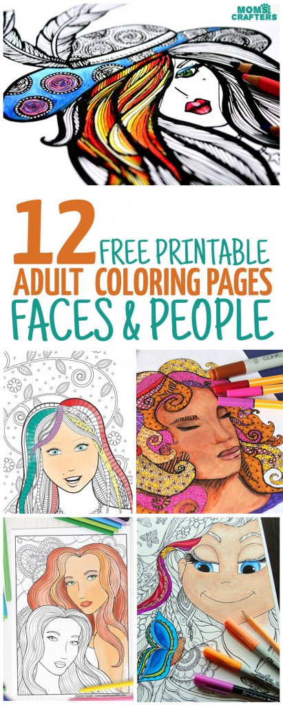12 Free Printable Faces Adult Coloring Pages