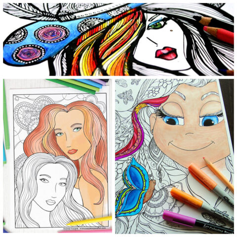 12 Free Printable Faces Adult Coloring Pages