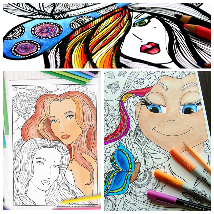12 Free Faces Adult Coloring Pages