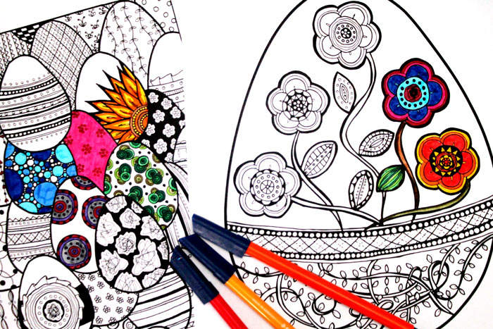 Want some free printable coloring pages for adults? Grab these cool complex Easter egg freebies!