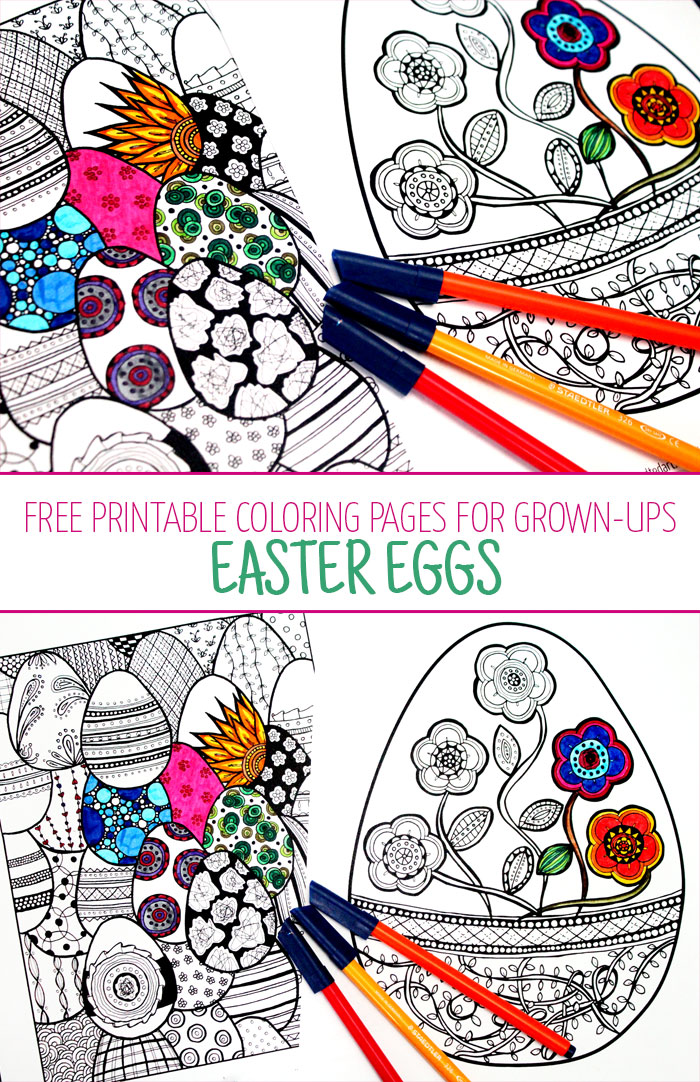 Want some free printable coloring pages for adults? Grab these cool complex Easter egg freebies!