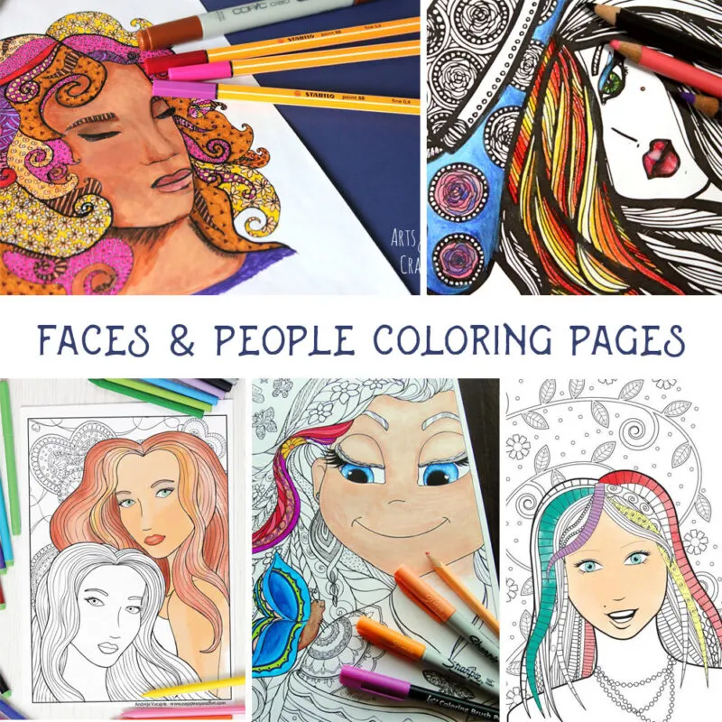 You will love coloring this "lady in hat" free printable coloring page for adults! Click to get this complex coloring page for free, plus 4 more "faces" detailed colouring pages for you to enjoy for free.