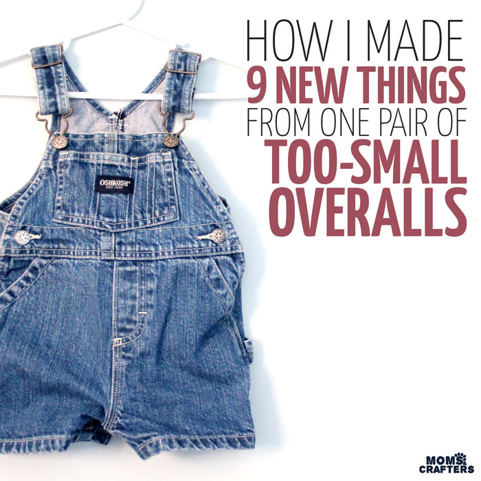 Wow! You'll never want to throw out your kids old clothes again! This mother uses a single pair of old overalls in a baby size to make nine recycled denim crafts - and still had some left! Click for the DIY tutorials and to see how.