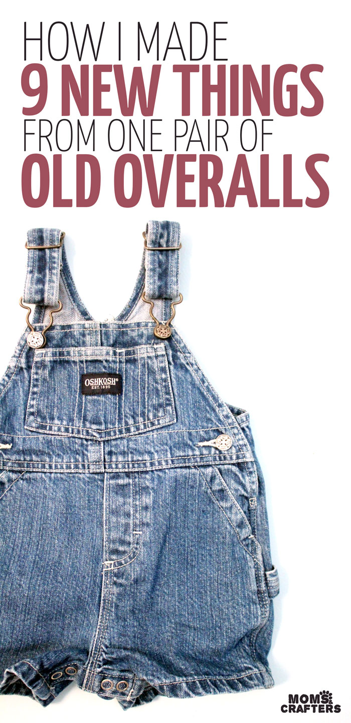 Wow! You'll never want to throw out your kids old clothes again! This mother uses a single pair of old overalls in a baby size to make nine recycled denim crafts - and still had some left! Click for the DIY tutorials and to see how.