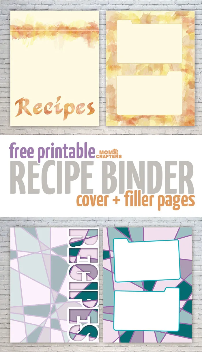 Download these free recipe binder printables to organize your kitchen! You get free printable recipe cards pages, plus a cover for the binder - in two cool, trendy print options.