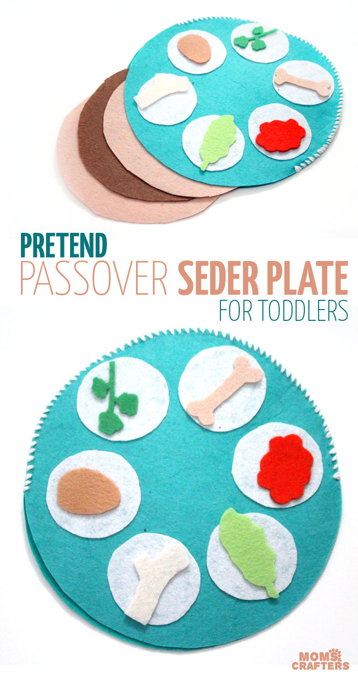 Make an easy interactive felt seder plate craft for toddlers to play with! This DIY toy for Pesach or Passover is easy to make and perfect for pretend play to celebrate the Jewish holiday.