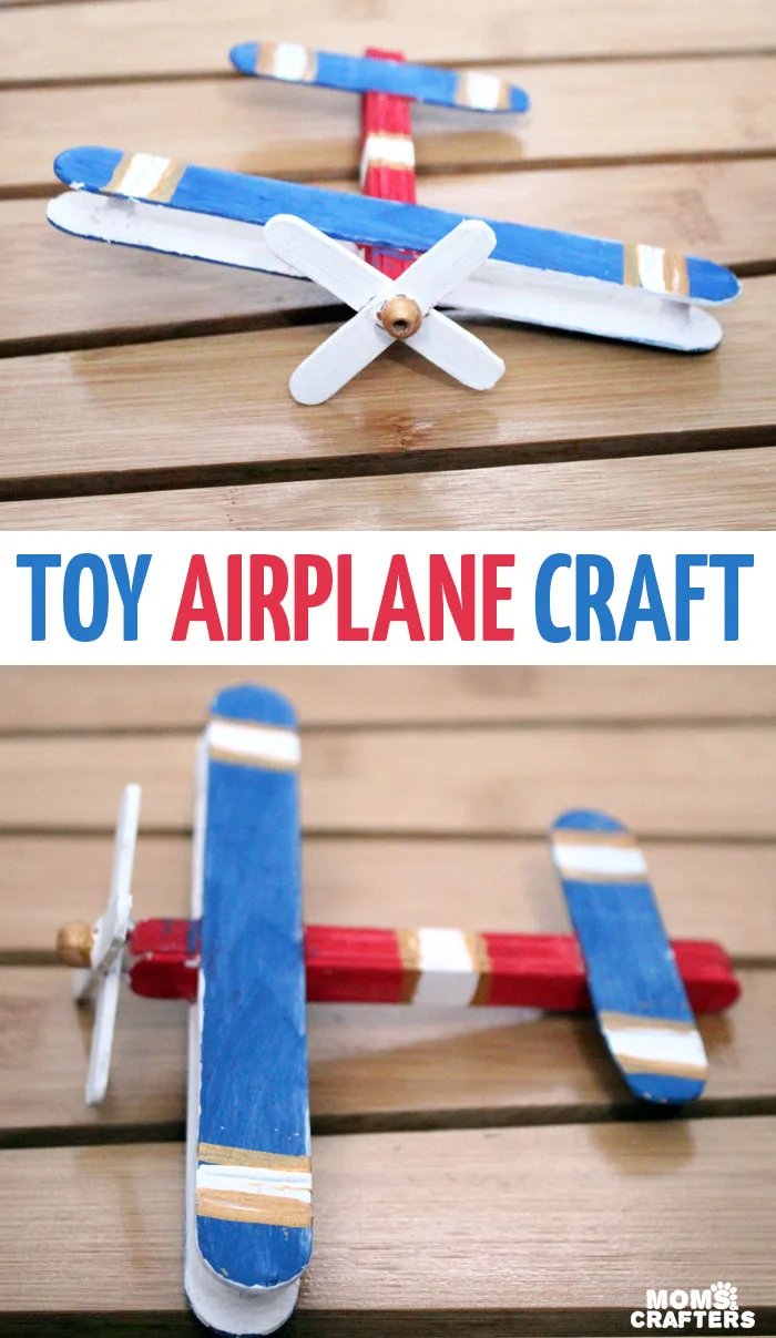 Make this super fun airplane craft - it works as a DIY wooden toy airplane too! I made it for my toddler but big kids can make it too :) It's an adorable flight and travel themed craft for kids