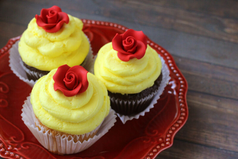 If you're looking for Beauty & The Beast party ideas, why not give these beautiful and easy Belle cupcakes a try. Don't you just love 'em? What a fun food idea!