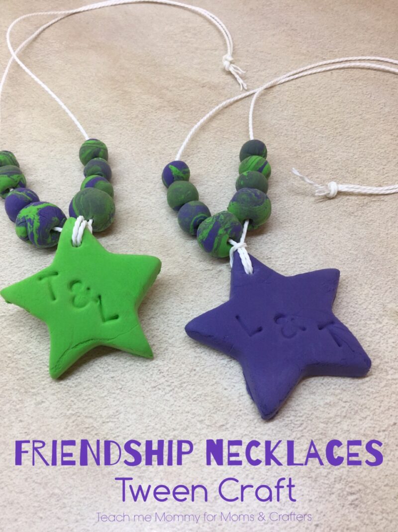 Make these adorable friendship necklaces using air dry clay! What a fun and easy jewelry making craft for tweens and teens - perfect for sleepovers!
