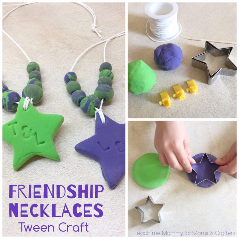 Make these adorable friendship necklaces using air dry clay! What a fun and easy jewelry making craft for tweens and teens - perfect for sleepovers!