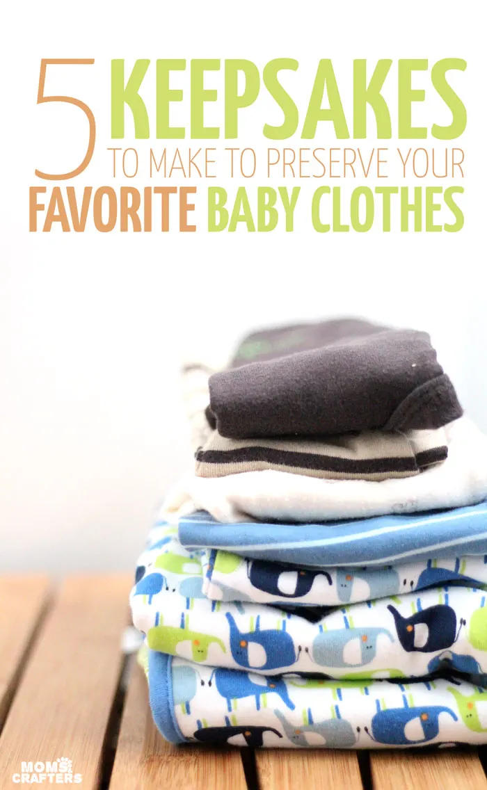 What do you do with old baby clothing? Here are 5 precious keepsakes to make from baby clothing, plus some tips for removing the stains before you do so!