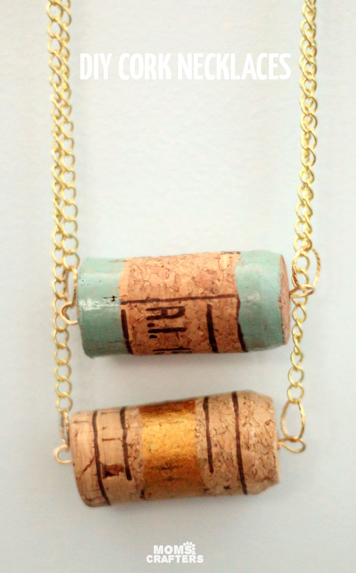 I'm always looking for ways to recycle wine corks and this DIY cork necklace craft is so easy and pretty! It's a beginner jewelry making craft, cheap, and great for teens too!