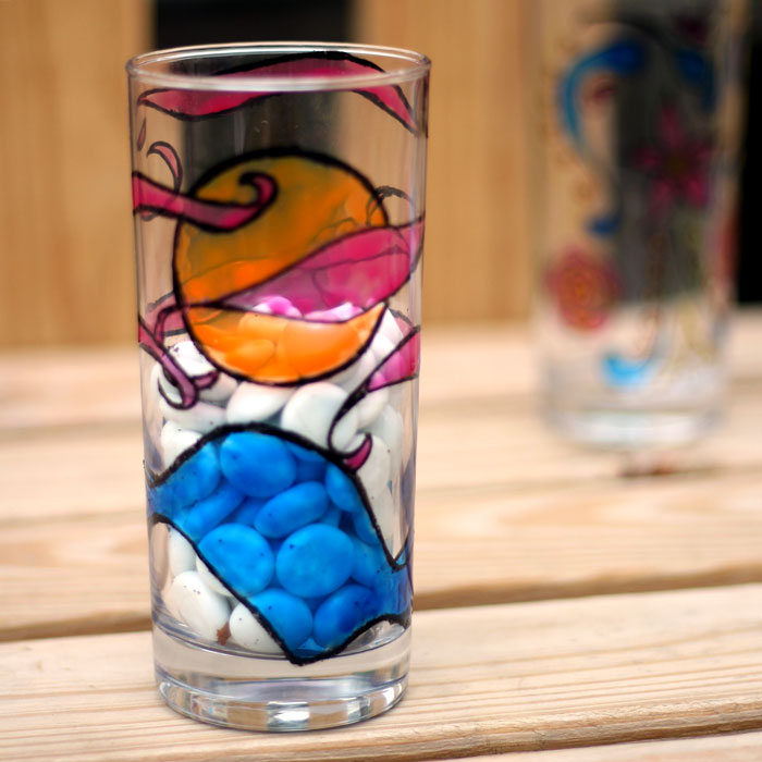 DIY Painted Glasses from Adult Coloring Pages