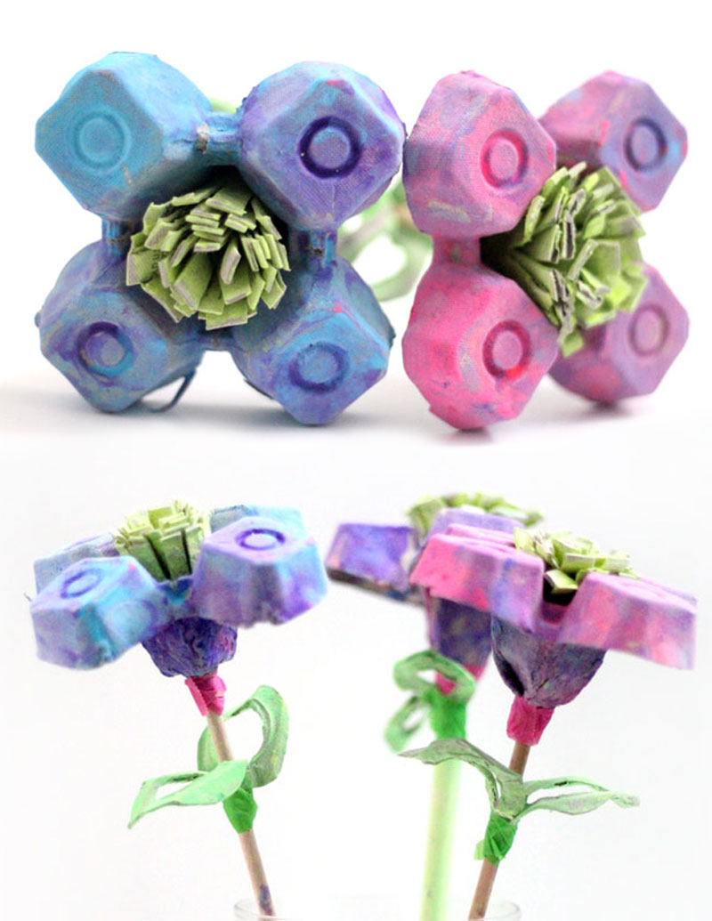 DIY egg carton flowers - how to make flowers from egg cartons