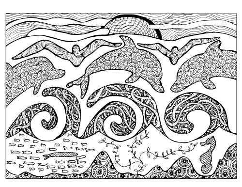 These beach themed ocean coloring pages for adults are so cool - many different levels of difficulty, and unique complex pages. YOu'll love these sea coloring pages, especially the flip flops.