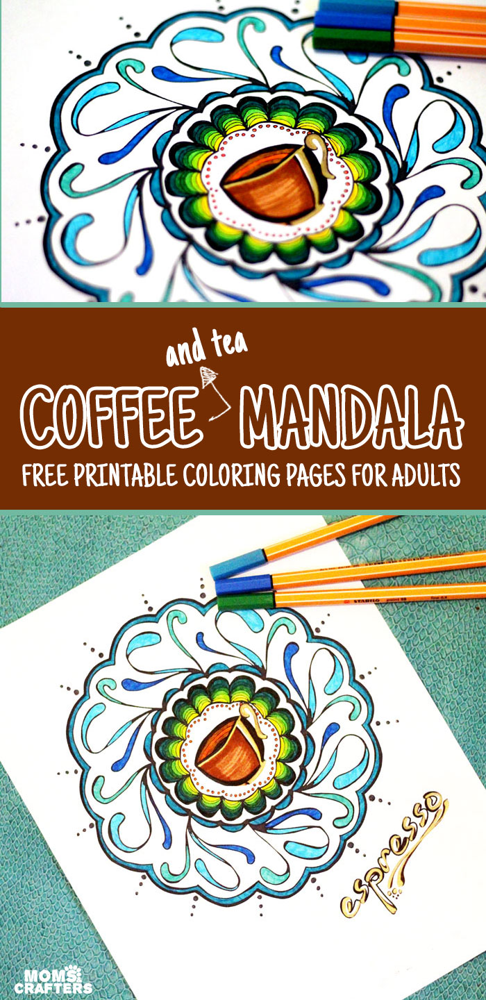 I love these coffee mandala coloring pages for adults! It comes in a tea version and an espresso version - great for relaxing and coloring in and then hanging in my kitchen. I want to hang it in my breakfast nook.