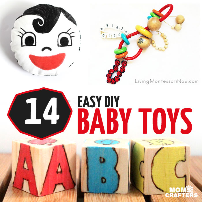 Why buy if you can DIY? These 14 DIY baby toys make perfect gifts for the new mom or baby! From rattles, to mobiles, and more, these are all easy crafts - you don't need crazy skills to make them!