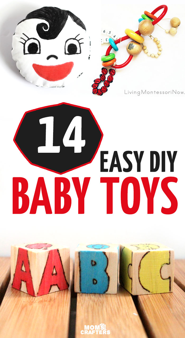 Why buy if you can DIY? These 14 DIY baby toys make perfect gifts for the new mom or baby! From rattles, to mobiles, and more, these are all easy crafts - you don't need crazy skills to make them!