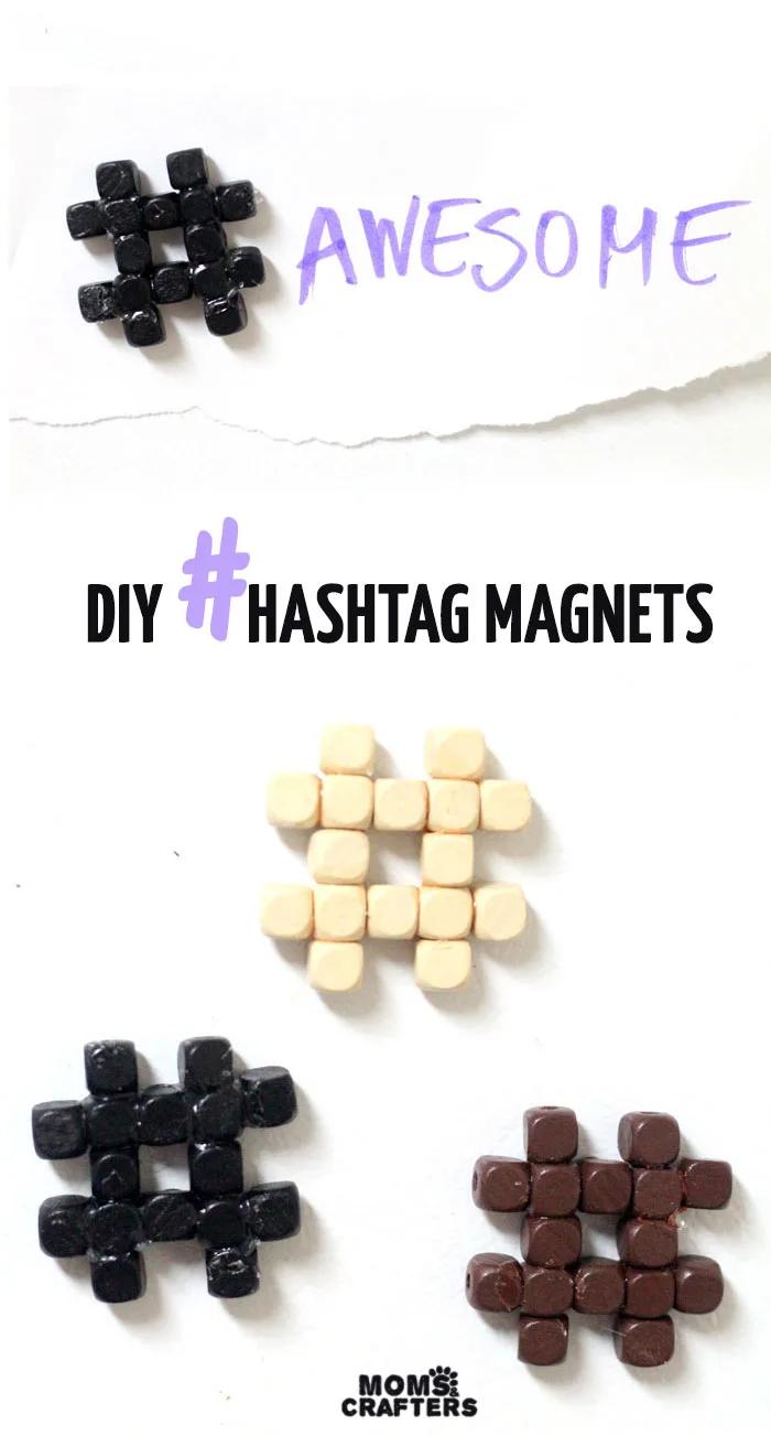 These adorable hashtag magnets are so easy to make and inexpensive too. Make one for yourself, one for a friend - or ten for each! It's a great, simple back to school or year-round craft for teens, tweens , and anyone who likes themselves a little hashtags!