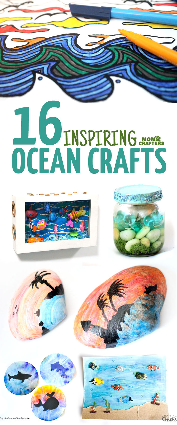 16 ocean crafts all in a sea and beach theme! I love these summer craft ideas and DIY. You'll find something for everyone - toddlers, kids, adults... even some adult coloring pages!