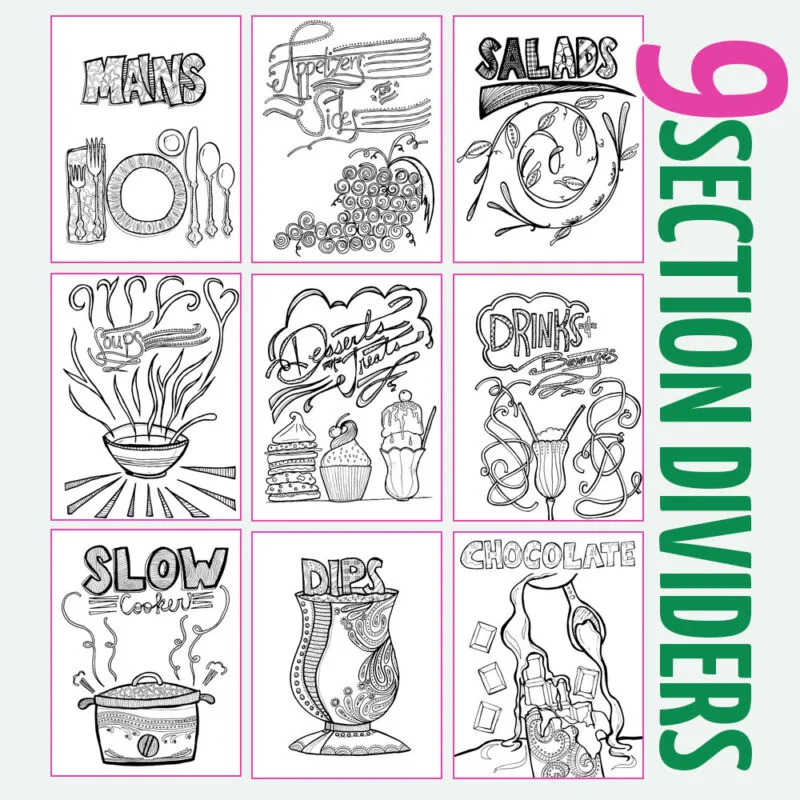 Color In Recipe Binder Coloring Book For Grown Ups