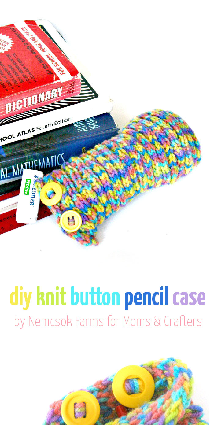 I love this cool DIY knit pencil case - aren't those buttons fab? It's perfect for back to school for kids and teens, for storing adult coloring supplies, and is quite a unique DIY school supply