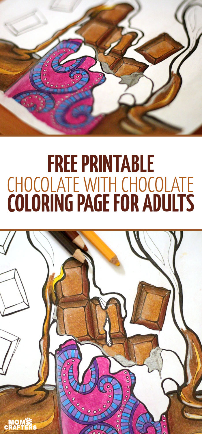 Do you also eat your chocolate with chocolate? Well, I'm dieting now which is why I need to color chocolate instead... Get these fre printable chocolate with chocolate coloring pages for adults to relax and unwind with! They are fun, detailed, complex pages for a fun colouring challenge!