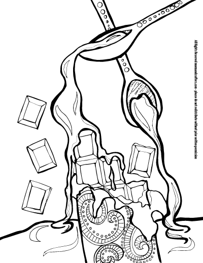 Lots of chocolate love here! Download this free printable Chocolate with Chocolate coloring page for adults! Grown-ups, teens and tweens will have a blast colroing this challenging complex colouring page. 