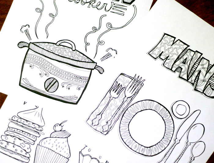 Printable recipe binder coloring pages for adults - so cool! this is such an artful and unique way to organize recipes you get from others.