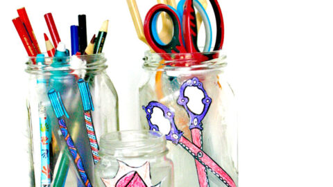 Desk Jar Organizers using coloring pages