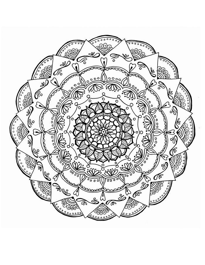 Grab these 5 cool printable mandala coloring pages for adults - floral, petals, rosette, buttons and fabric, and a mandala coffee mug!