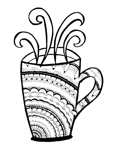 Grab these 5 cool printable mandala coloring pages for adults - floral, petals, rosette, buttons and fabric, and a mandala coffee mug!