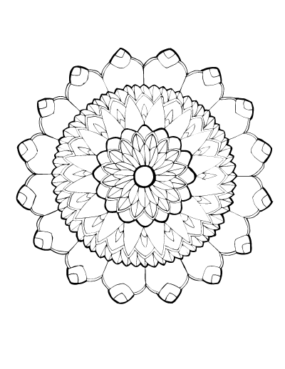 Grab these 5 cool printable mandala coloring pages for adults - floral, petals, rosette, buttons and fabric, and a mandala coffee mug!