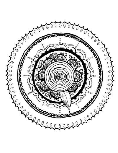 Grab these 5 cool printable mandala coloring pages for adults - floral, petals, rosette, buttons and fabric, and a mandala coffee mug!